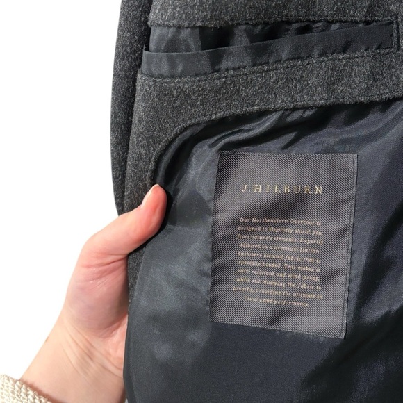 Loro Piana x J. Hilburn Men’s Wool Cashmere Long Charcoal Grey Coat Size Small - Picture 13 of 16